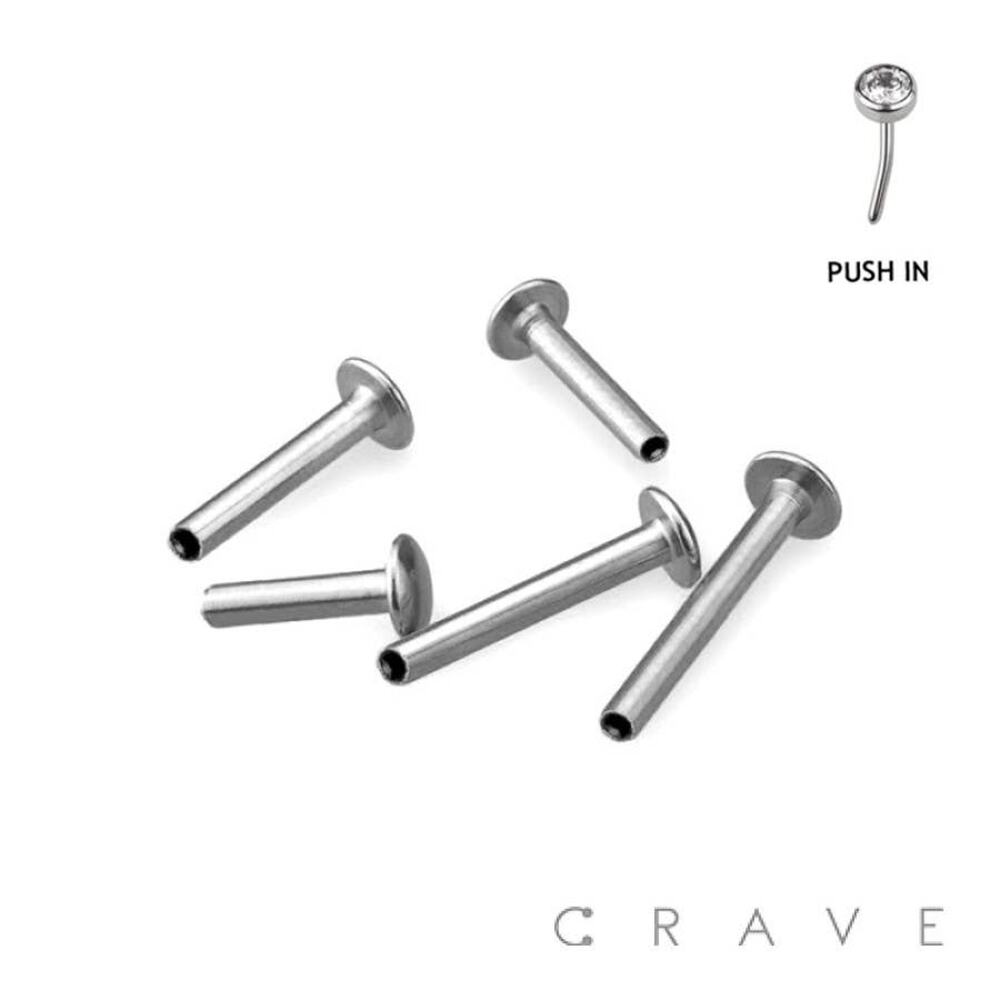 CZ Threadless Push-In Labret Silver - Picture 3 of 4